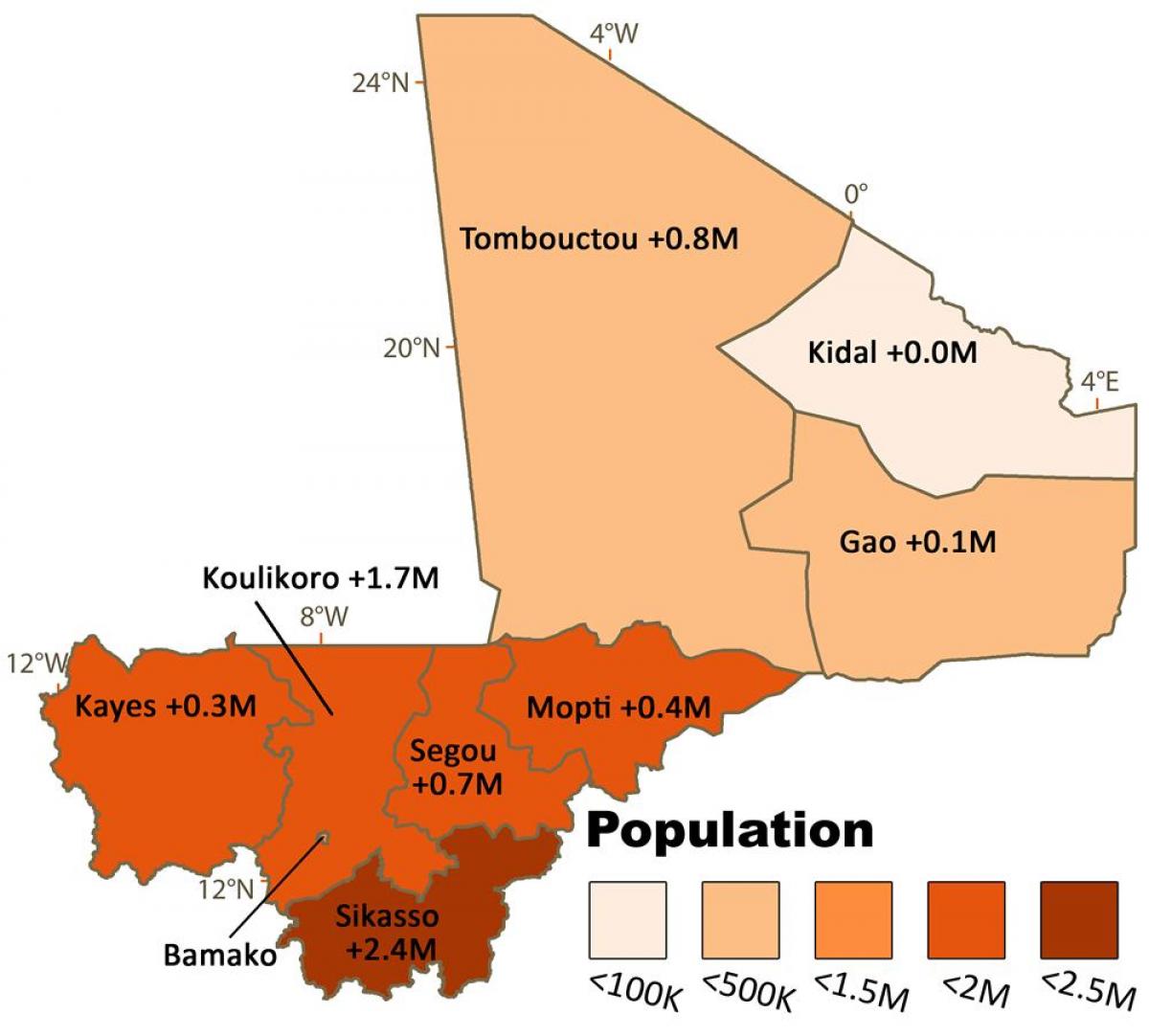 מפה של מלי האוכלוסייה